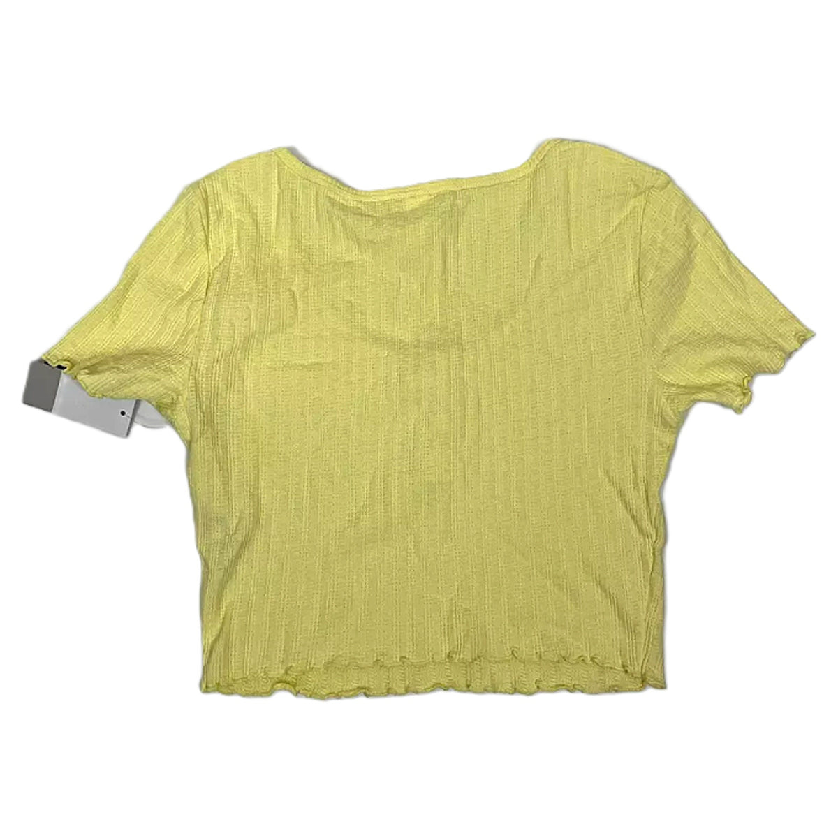 NWT BP. Lettuce Edge Short Sleeve Scoop Henley Crop Top MEDIUM Yellow Lemonade