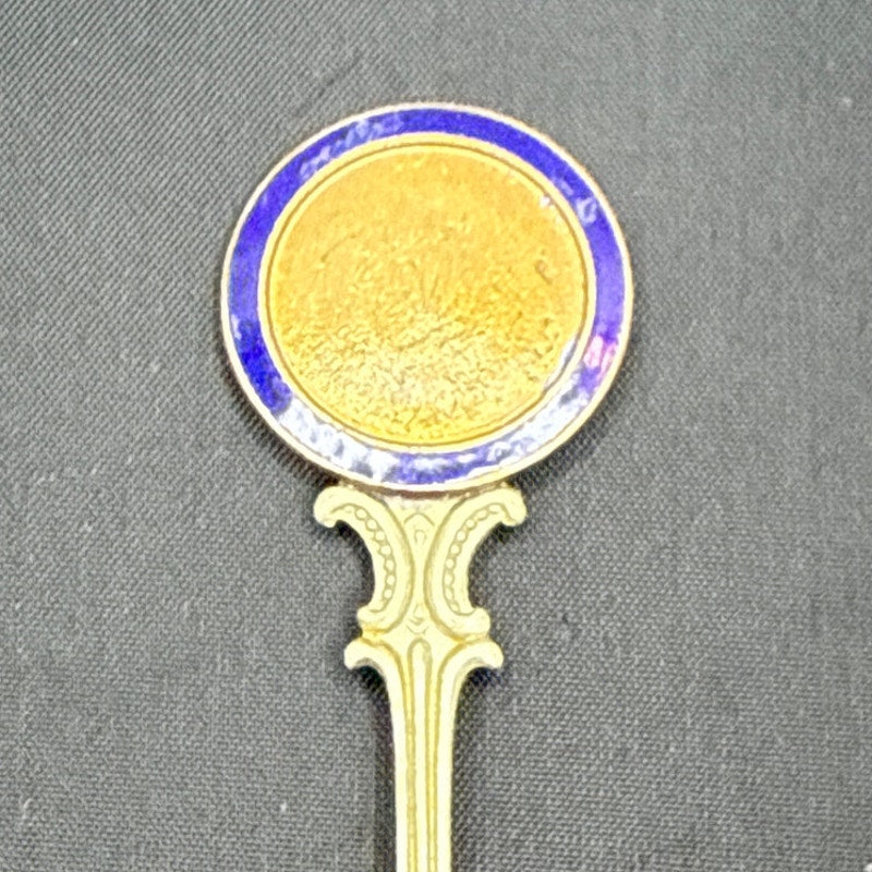 Vintage Stratton Birmingham Enamel Souvenir Spoon Gold Tone Made in England