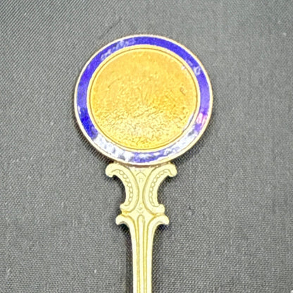 Vintage Stratton Birmingham Enamel Souvenir Spoon Gold Tone Made in England