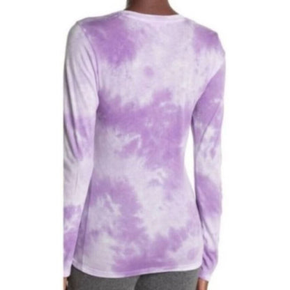 Sundry Women's Scoop Neck Long Sleeve T-Shirt Top Size3 OR LARGE Lilac Tie Dye