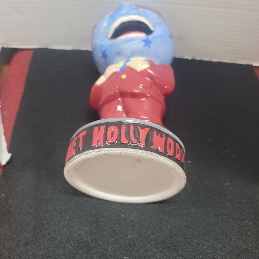 Planet Hollywood Mr. Globehead Headvase Planter Souvenir Blue Man Zoot Suit 10"