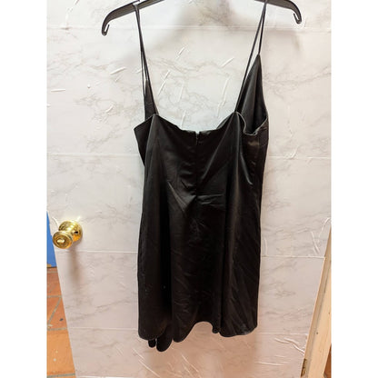 Topshop Black Satin Faux Wrap Spaghetti Strap Mini Dress Size 8