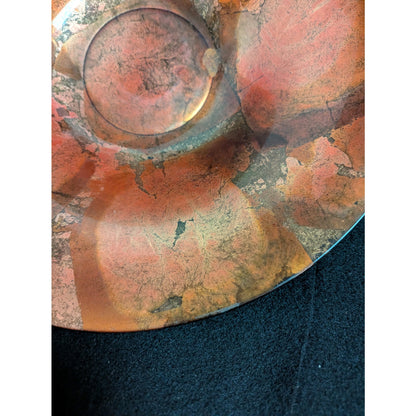 Large 16" Copper Bowl Foil Leaf Decorative Centerpiece Artisan Glass Consol