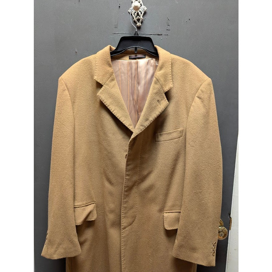 Andre Lanzino  R44 Wool Cashmere Long Coat Camel Brown Lined L/XL