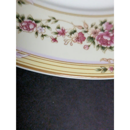 Vintage Lynns Fine China Dinner Plates Set of 3 Floral Gold Trim French Country
