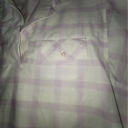 Vintage Purple Plaid Pockets Split Hem Shirt 70s Bye-Bye! Large Lightweight