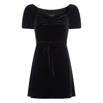French Connection Size 6 Black Velvet Dress Pouf Sleeve Cocktail
