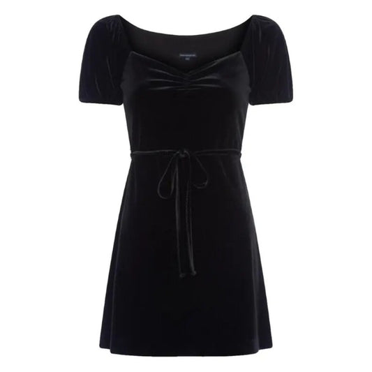French Connection Size 6 Black Velvet Dress Pouf Sleeve Cocktail