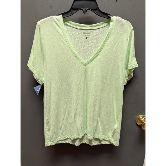madewell green Vneck cotton Tshirt top short sleeve NEW casual travel size XL
