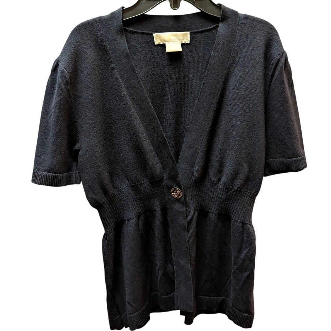 MICHAEL Michael Kors Black Short Sleeve Ribbed Empire Waist Cardigan Size Medium