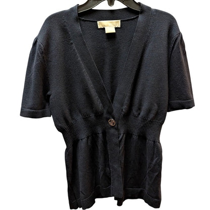 MICHAEL Michael Kors Black Short Sleeve Ribbed Empire Waist Cardigan Size Medium
