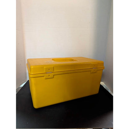 Vintage Wil-Hold yellow sewing box solid lid retro craft storage 1960s