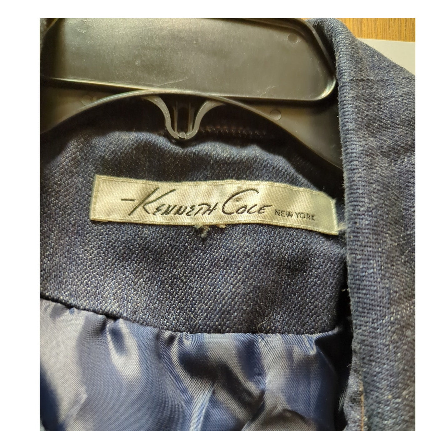 Vintage Kenneth Cole Denim Short Trench Coat Belt Wide Lapel Y2K Indie 90s Boho