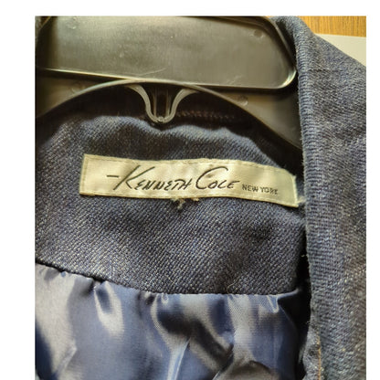 Vintage Kenneth Cole Denim Short Trench Coat Belt Wide Lapel Y2K Indie 90s Boho