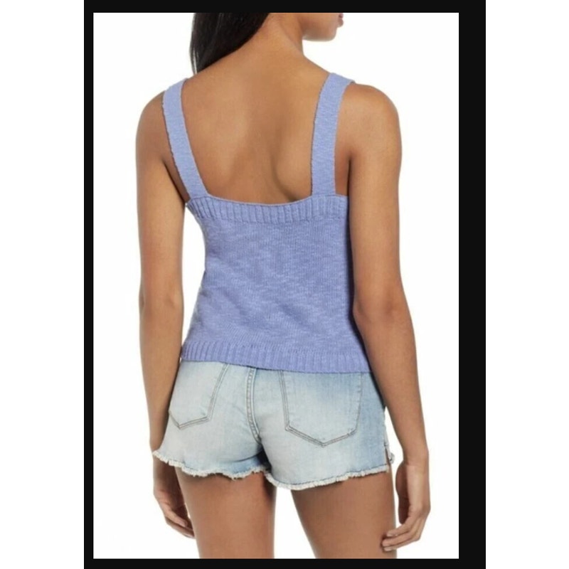 BP Women's Blue Iolite Straight Up Knit Sweater Tank Top Medium New Ribbed