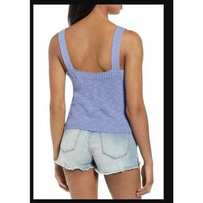BP Women's Blue Iolite Straight Up Knit Sweater Tank Top Medium New Ribbed