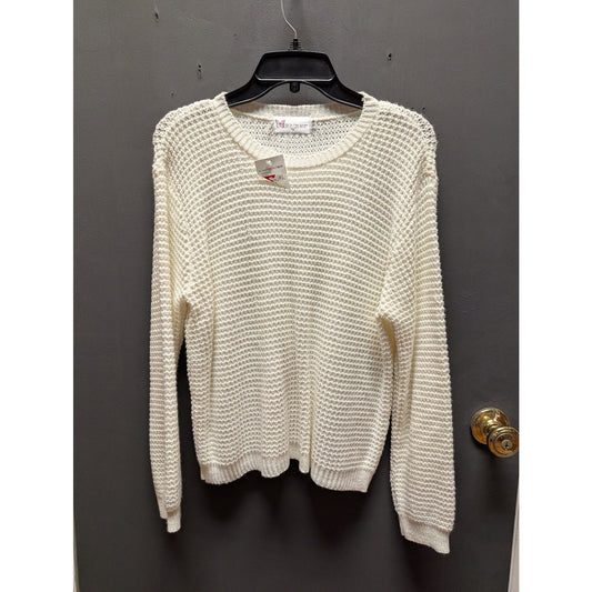 Cotton Emporium size Large Knit Ivory open weave sweater long sleeve NEW