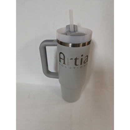 Stanley Gray big grip travel quencher 30 Oz. Coffee Mug Lid Straw PERSONALIZED