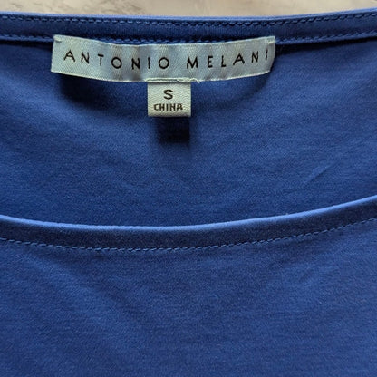 Antonio Melani Flutter Sleeve Knit Top Small Royal Blue Cotton Blend Blouse