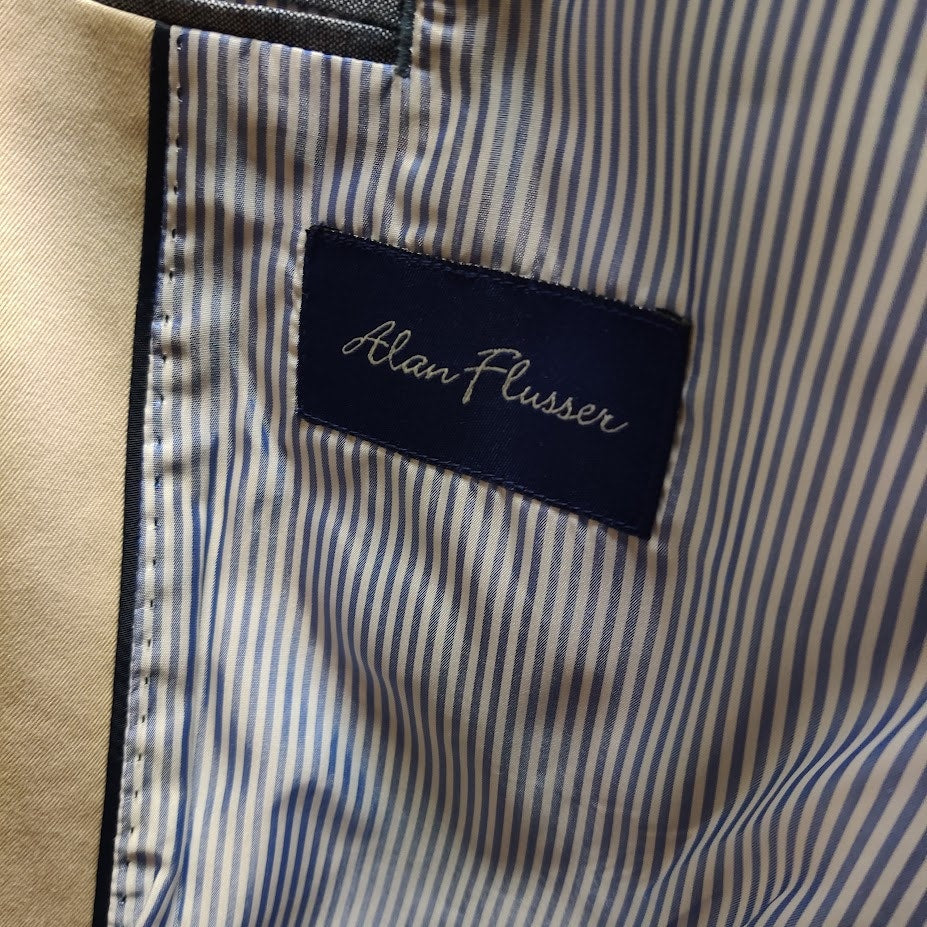 Alan Flusser Tan Cotton Blazer 46R Preppy Ivy League Sport Coat