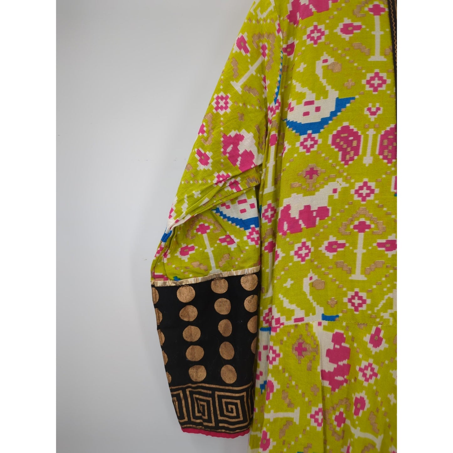 Kajal Style Lime Green & Black Embroidered Kurti Dress XXL boho festival