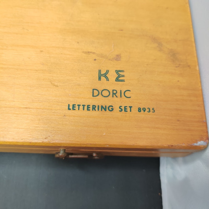 Vintage Keuffel Esser K&E Doric Lettering Set 8935 Technical Drafting Tool Case