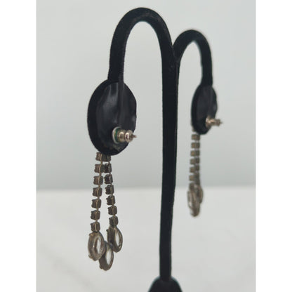 Vintage Clear Rhinestone Dangle Earrings Art Deco Hollywood Regency 40s Glamour
