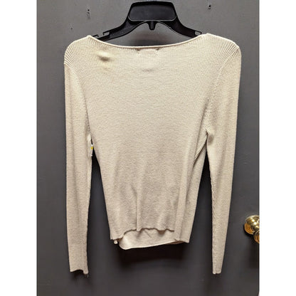 Leith VNeck faux Wrap sweater oatmeal Size Medium NEW ribbed waist Pullover NEW