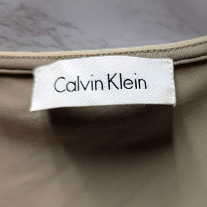 Calvin Klein Beige Cowl Neck Sleeveless Blouse Top Size Small