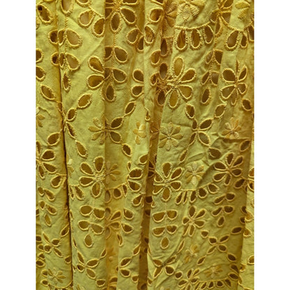J. Crew Eyelet Yellow Style AK111 Skirt  Size 4 casual summer pockets scalloped