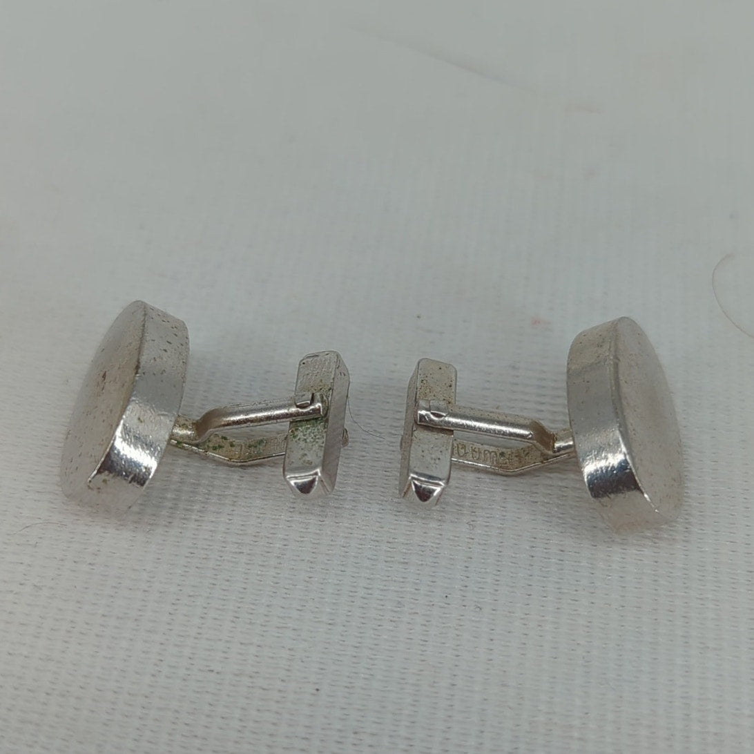Silvertone Vintage Mens Cufflinks Oval