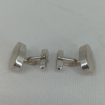 Silvertone Vintage Mens Cufflinks Oval