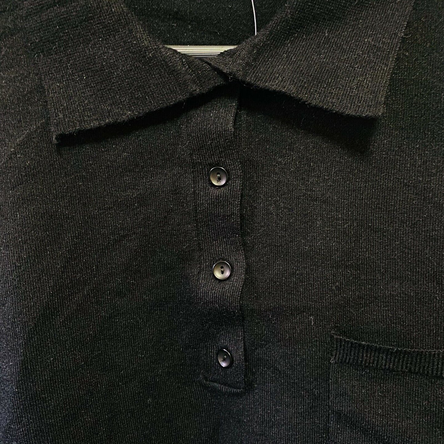 RDI Women Oversized Boyfriend Long Sleeve Polo Top MEDIUM Black NWT Recycle Yarn