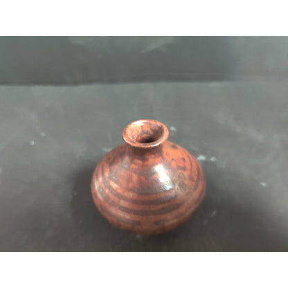 Vintage Studio Pottery Brown Miniature Bud Vase Handcrafted Small Art Pottery