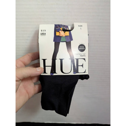 HUE black opaque control top tights size 1 Medium/Large