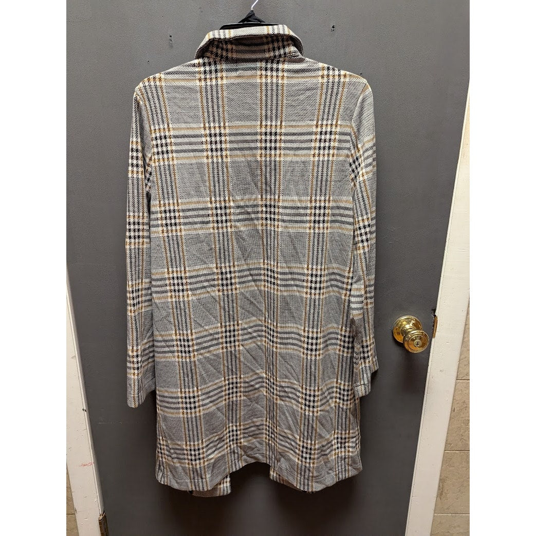 Melloday NWT Women’s Plaid Jacket Cardigan Long in Brown Plus Size Medium TRAVEL