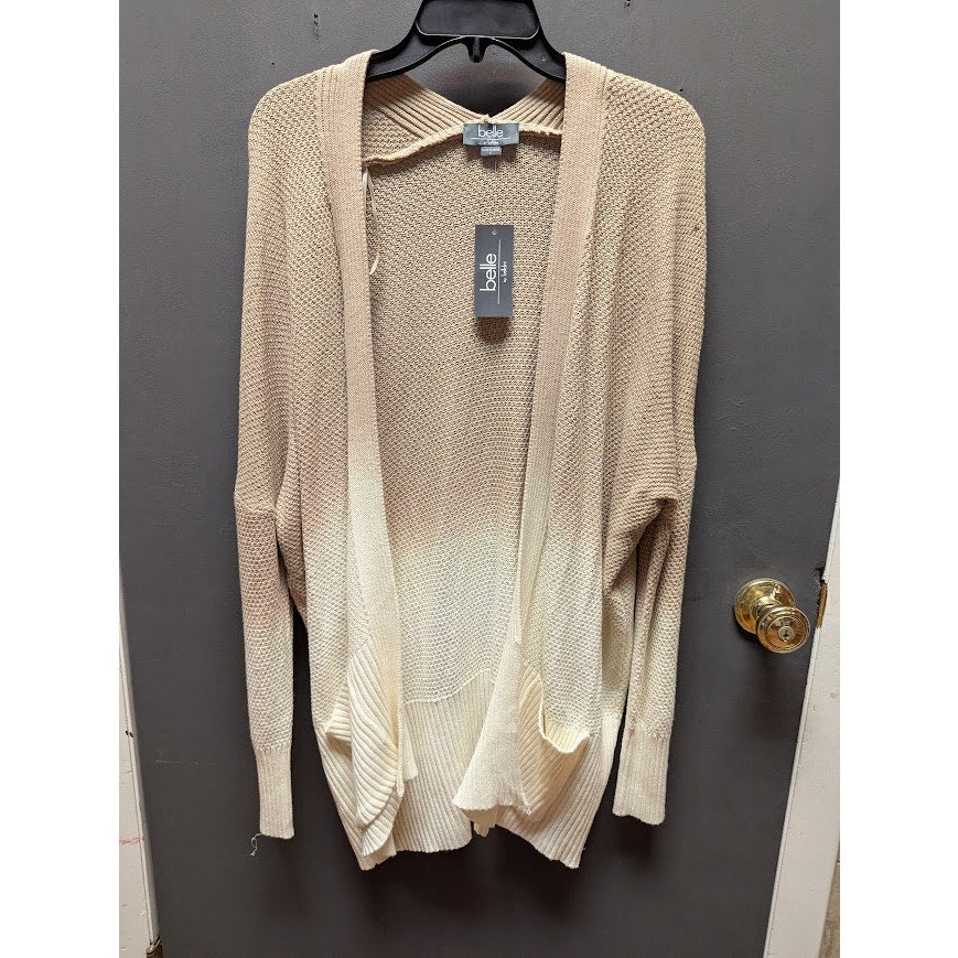 Belle by Belldini Tie Dye Ombre Flax White Cardigan Sweater LARGE NEW CASUAL