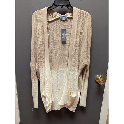 Belle by Belldini Tie Dye Ombre Flax White Cardigan Sweater LARGE NEW CASUAL