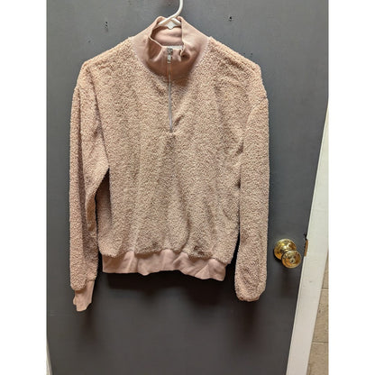 Topshop Size 2 Blush Pink Half Zip Sherpa PullOver Sweatshirt NEW long sleeve