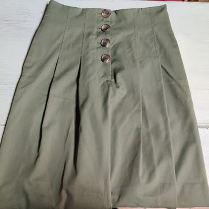 Antonio Melani Size 2 Green Wide Leg High Waist Button Front pants Safari Y2K