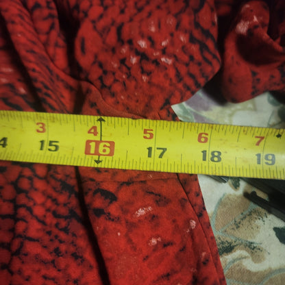 T. Tahari Red Black Animal Print Neck Tie Blouse Top Long Sleeve Y2K Secretary