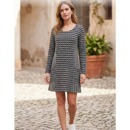 Apt Designs Textured Casual Dress Size Small/Medium Front Pockets Long Sleeves