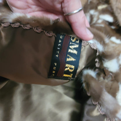 Vintage Smart MINK waist high Genuine Jacket coat pocket Removable collar Medium