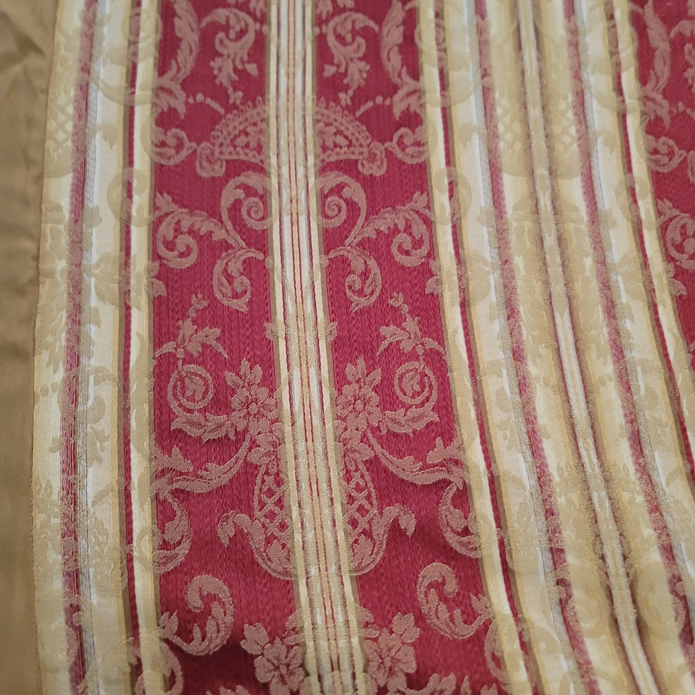 Regal burgundy Red & Gold Damask Stripe King Duvet Cover PRE-Owned