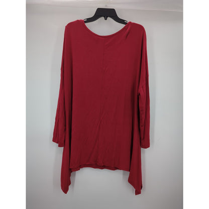 RDI Women's NWT Size 3X Red Hanky Hem Tunic Top Sharkbite Soft Knit