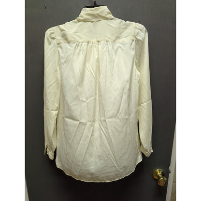 Vintage J.G. Hook Cream Blouse Bow Neck Long Sleeve Preppy Light Academia 10