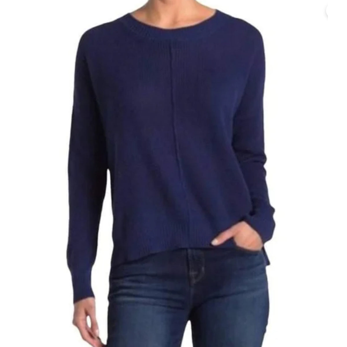 Sweet Romeo Navy Blue Knit Crewneck Sweater medium NWT Crew Long sleeve NEW