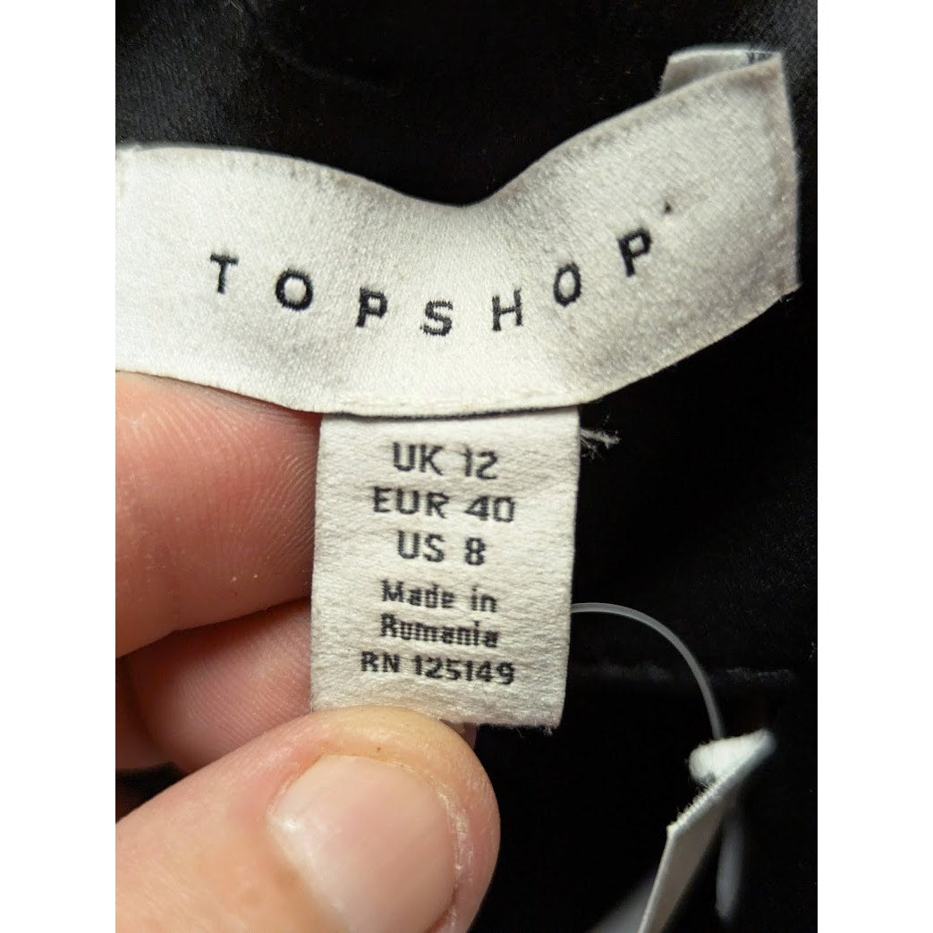 Topshop Black Satin Faux Wrap Spaghetti Strap Mini Dress Size 8