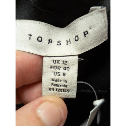 Topshop Black Satin Faux Wrap Spaghetti Strap Mini Dress Size 8