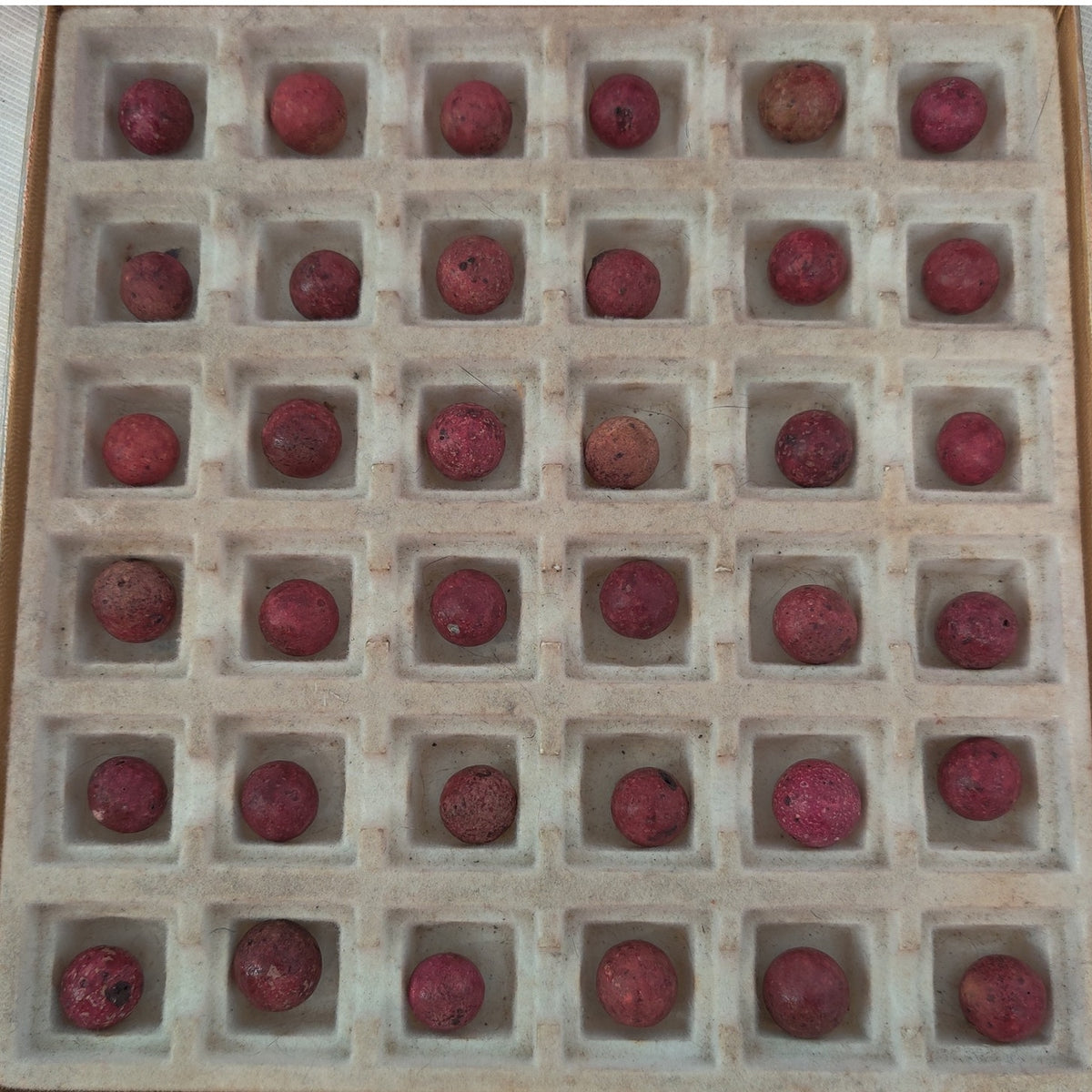 Antique German Handmade Clay Marbles Bulk Job Lot of 36 Red & Coral 9/16" #H16
